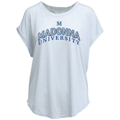 Daytrip Soft Striped Capped Sleeve Tee, White/Summer Sky (F22)
