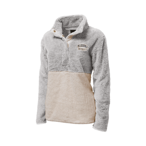 Women's Fuzzy Fleece Snap Neck Pullover, Oxford (F22)