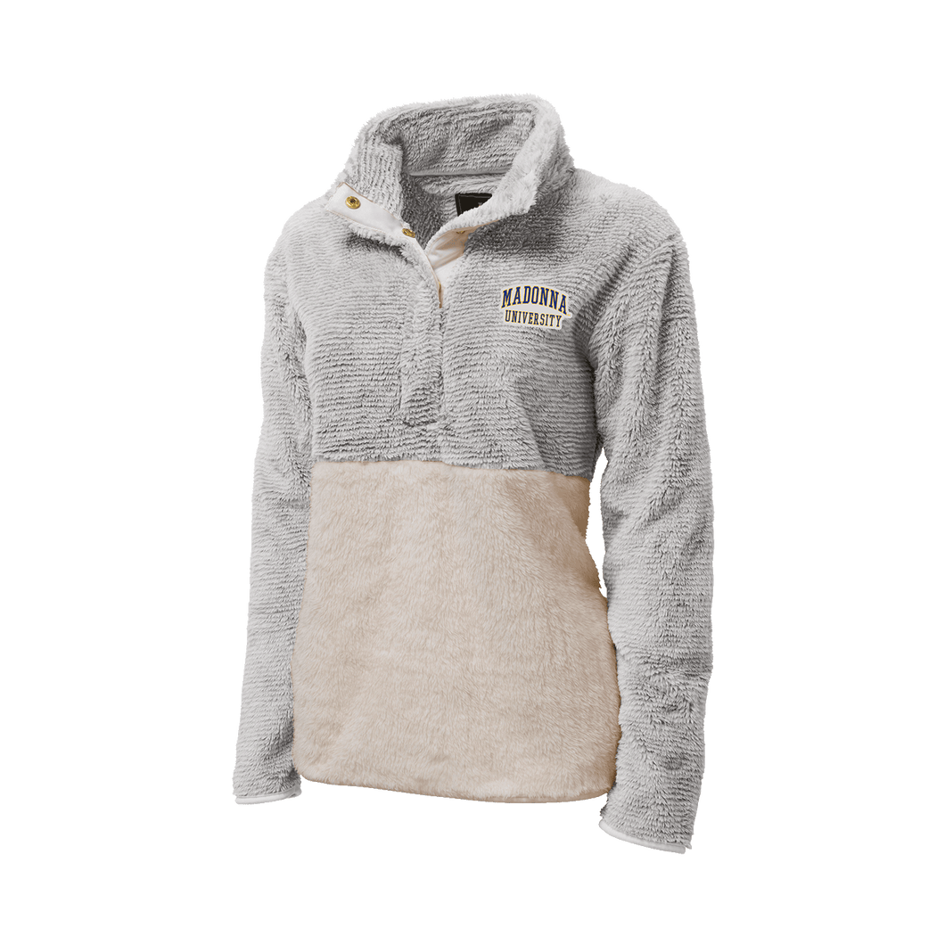Women's Fuzzy Fleece Snap Neck Pullover, Oxford (F22)